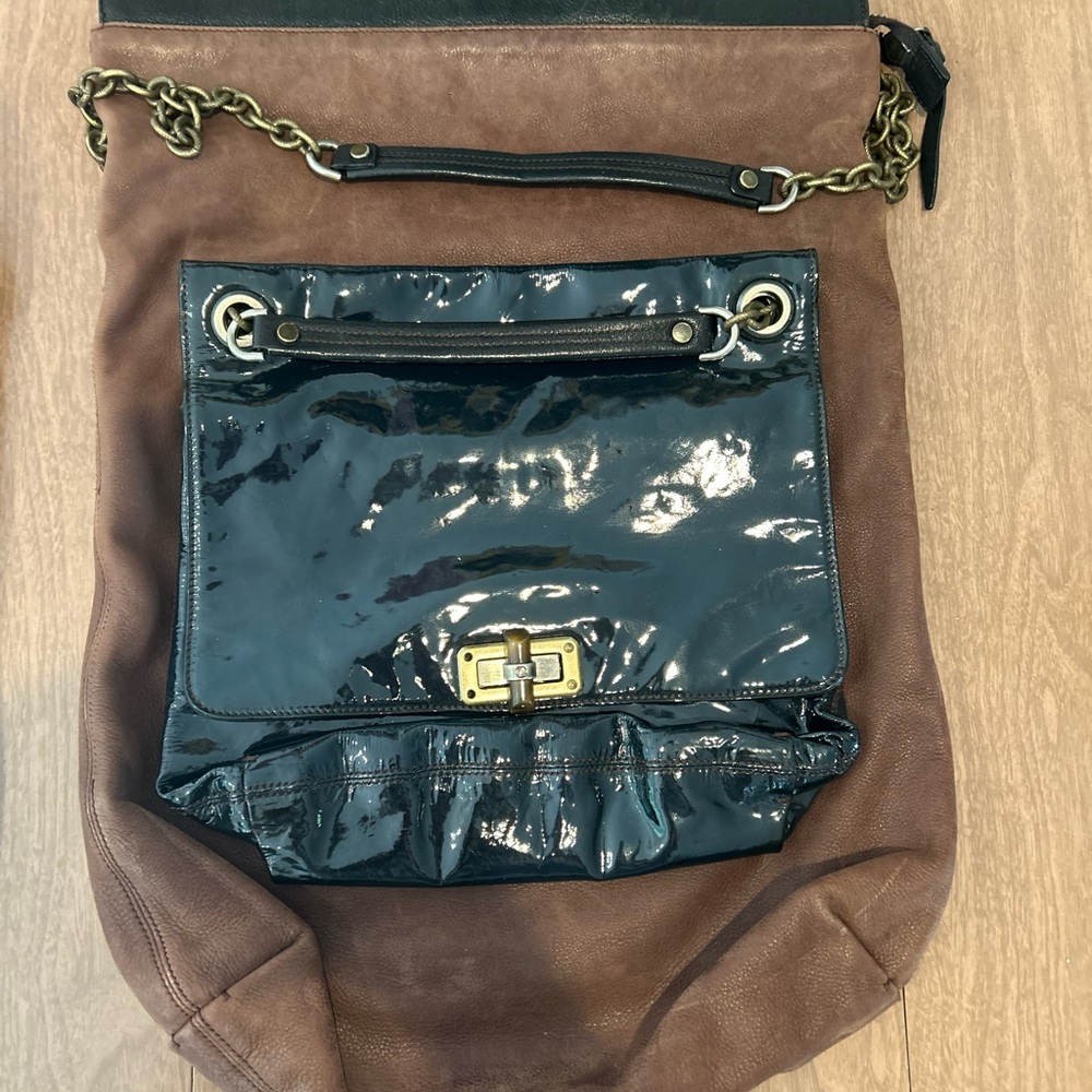 Lanvin Stylish Brown and Black leather Partage Women's Bag